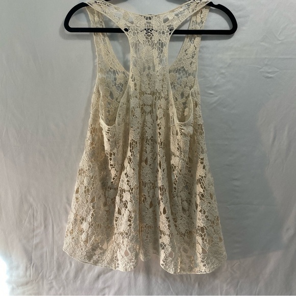 Solitaire Ravi Khosla Boho Chic Woodstock 60s crochet Beige Tank size M(32) - Picture 5 of 7